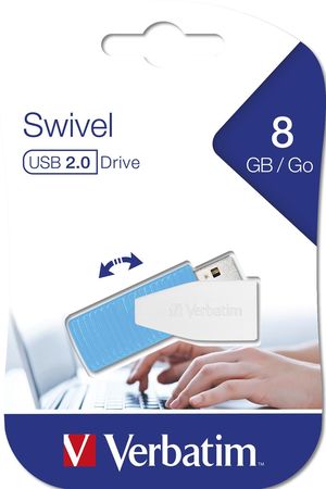MEMORIA USB SWIVEL 8GB USB2 AZUL TURQUESA VERBATIM