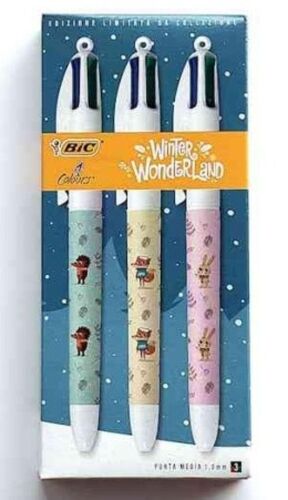 CAJA 3 BOLIGRAFOS BIC 4 COLORES NATALE EDICION LIMITADA 1MM