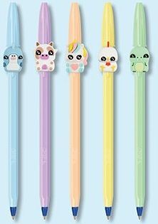 BOLIGRAFO AZUL BIC CRISTAL SMILE SWEET CON COLORES PASTEL DE ANIMALES EN 3D
