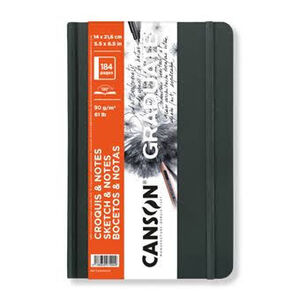 CUADERNO PAPEL DIBUJO TAPA DURA 14X21,6 92 HOJAS 90GR GRIS OSCURO CANSON