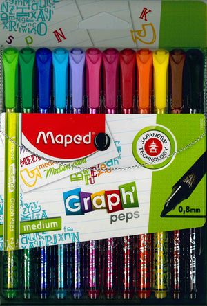 PACK 12 ROTULADORES GRAPH PEPS 0,8MM. MAPED