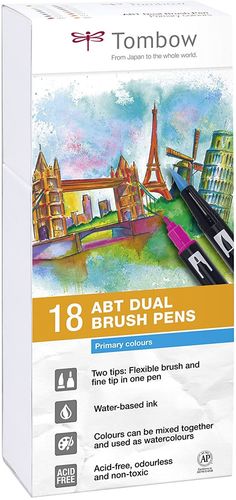 PACK 18 ROTULADORES DUAL BRUSH COLORES PRIMARIOS TOMBOW