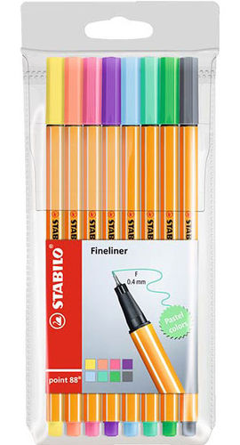 PACK 8 ROTULADORES PUNTA FINA POINT88 STABILO PASTEL
