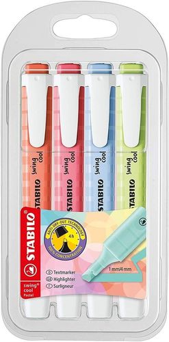 PACK 4 ROTULADORES FLUORESCENTES SWING COOL PASTEL STABILO