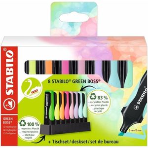 PACK 8 ROTULADORES FLUORESCENTES GREEN BOSS STABILO