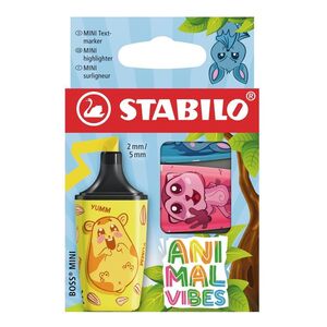 CAJA 3 TORULADORES FLUORESCENTES BOSS MINI ANIMAL VIBES BLISTER STABILO