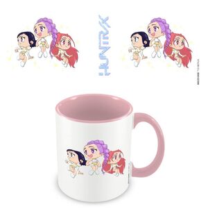 TAZA BLANCA Y ROSA 325 ML K-POP DEMON HUNTERS HUNTRIX CHIBI