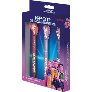 PACK 3 BOLIGRAFOS CON TINTA BORRABLE K-POP DEMON HUNTERS