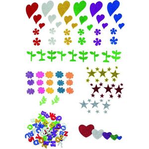 FIGURAS GOMA EVA CON PURPURINA 1.8MM 78 UNID LETRAS