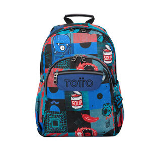 MOCHILA 44CM ESCOLAR ADAPTABLE A CARRO CYBER MONSTRUOS ACUARELES TOTTO