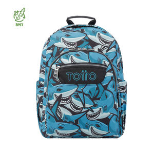 MOCHILA 44CM ESCOLAR ADAPTABLE A CARRO TIBURONES ACUARELES TOTTO