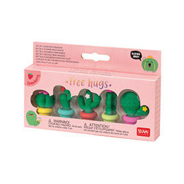 CAJA 5 GOMAS PERFUMADAS CACTUS ABRAZOS GRATIS LEGAMI
