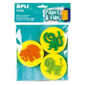 3 SELLOS GOMA EVA PARA ESTAMPAR TEMPERAS ANIMALES APLI 15136