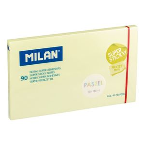POSIT 90 HOJAS SUPER ADHESIVAS AMARILLO PASTEL 76 X 127 MM MILAN