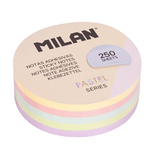 NOTAS ADHESIVAS 250 UNIDADES REMOVIBLES REDONDAS PASTEL MILAN