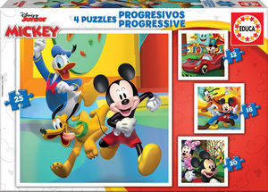 PUZZLES PROGRESIVOS MICKEY & FRIENDS 12+16+20+25 PIEZAS EDUCA
