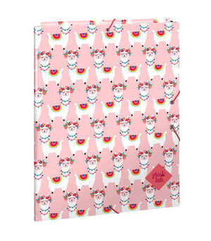 CARPETA FOLIO GOMAS CON SOLAPAS GLOWLAB LLAMA SAFTA