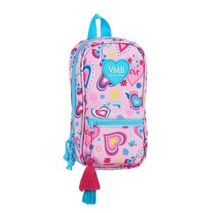 ESTUCHE MOCHILA CON 4 PORTATODOS VACIOS VMB CORAZONES SAFTA