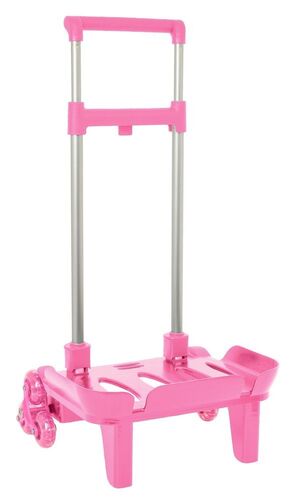 CARRO PORTAMOCHILAS PLEGABLE TRIPLE RUEDA ROSA CLARO SAFTA