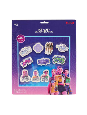 SET 10 GOMAS DE BORRAR K-POP DEMON HUNTERS STATIONERY SAFTA