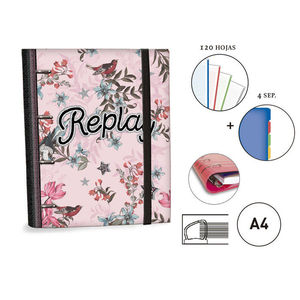 ARCHIVADOR A4 4 ANILLAS 30MM + 120 HOJAS 5X5 Y SEPARADORES REPLAY SENFORT