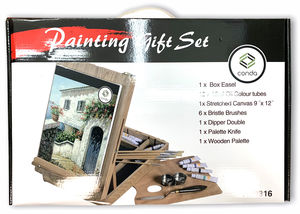 SET DE PINTURA OLEO CAJA CABALLETE MADERA