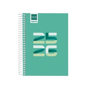 AGENDA ESCOLAR 2025/2026 OCTAVO DIA PAGINA COOL VERDE TAPA EXTRADURA FINOCAM