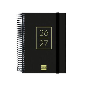 AGENDA ESCOLAR 2026/2027 DIA PAGINA OCTAVO NEGRO TAPA POLIPROPILENO FINOCAM