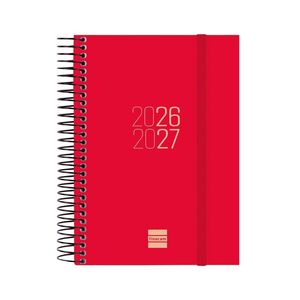AGENDA ESCOLAR 2026/2027 DIA PAGINA ROJO TAPA POLIPROPILENO FINOCAM
