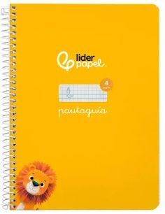 CUADERNO A5 4X4 AMARILLO PAUTAGUIA TAPA DURA 80 HOJAS 90GR LIDERPAPEL 
