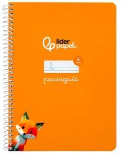 CUADERNO A5 4X4 NARANJA PAUTAGUIA TAPA DURA 80 HOJAS 90GR LIDERPAPEL