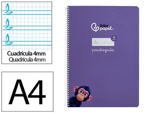 BLOC A4 4MM VIOLETA PAUTAGUIA TAPA DRUA 80 HOJAS 90GR CUADRO PAUTADO LIDERPAPEL
