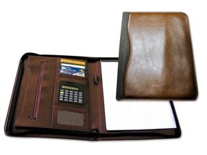 CARPETA CONGRESOS POLIPIEL MARRON CON CALCULADORA