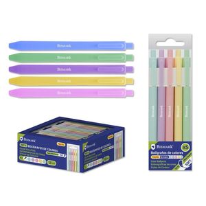 PACK 5 BOLIGRAFOS SOFT TINTA COLORES PASTEL 0.7 MM BISMARK