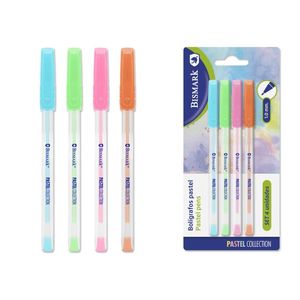 SET 4 BOLIGRAFOS PASTEL CON TINTA COLOR BISMARK