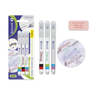 PACK 3 ROTULADORES DOBLE LINEA BICOLOR LETTERING BISMARK