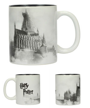 TAZA CERAMICA HOGWARTS BLANCO Y NEGRO HARRY POTTER