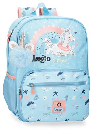 MOCHILA 38CM ADAPTABLE A CARRO MAGIC SUMMER AZUL CLARO ENSO