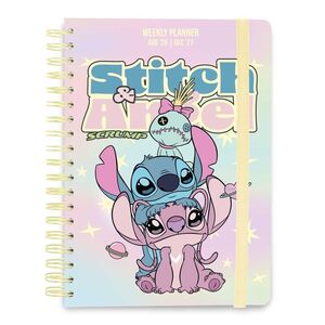 AGENDA ESCOLAR A5 2026/2027 SEMANA VISTA 12 MESES DISNEY STITCH Y ANGEL