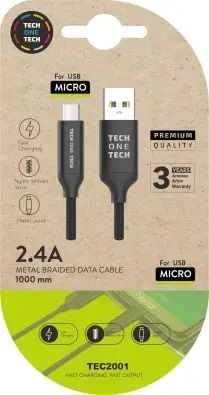 BLISTER CABLE DE DATOS MICRO USB (ANDROID) 1M COLOR NEGRO