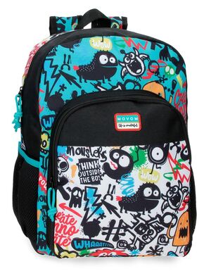 MOCHILA 40CM ADAPTABLE A CARRO MONSTERS NEGRO MOVOM