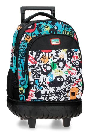 MOCHILA 43CM COMPACT CARRO DESMONTABLE MONSTERS NEGRO MOVOM