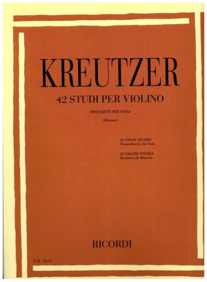 KREUTZER 42 STUDI PER VIOLINO TRASCRITTI PER VIOLA